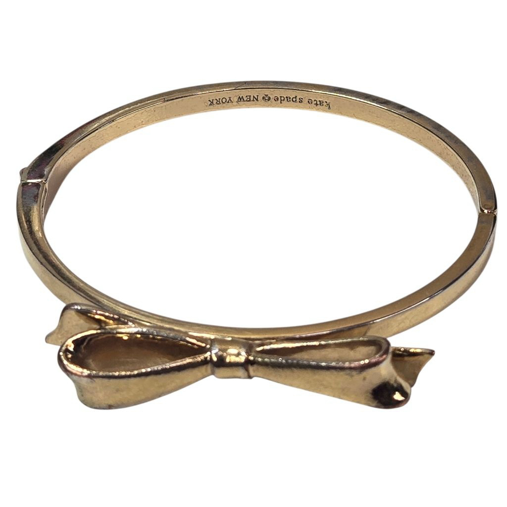 Kate Spade Bracelet Goldtone Bow Foldover Clasp Clamper Size 7 Women's Classic